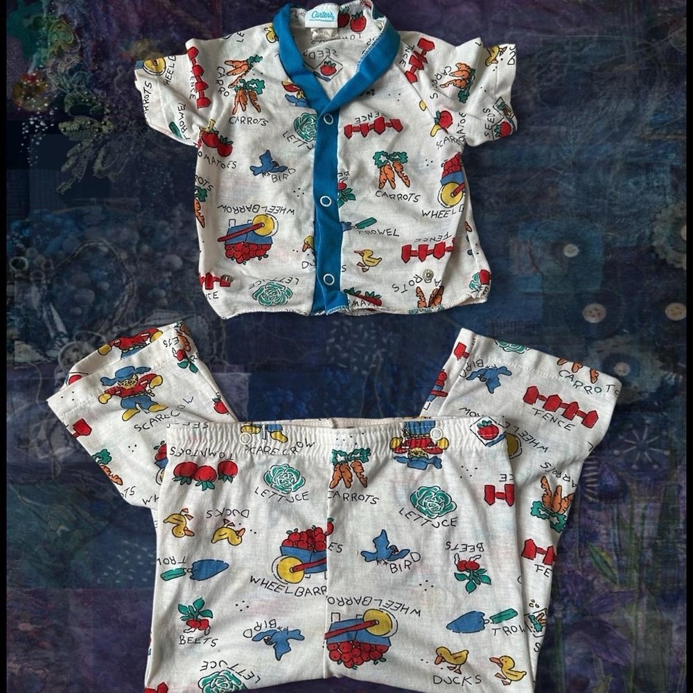 vintage 80s Carter's baby top and pants two piece set